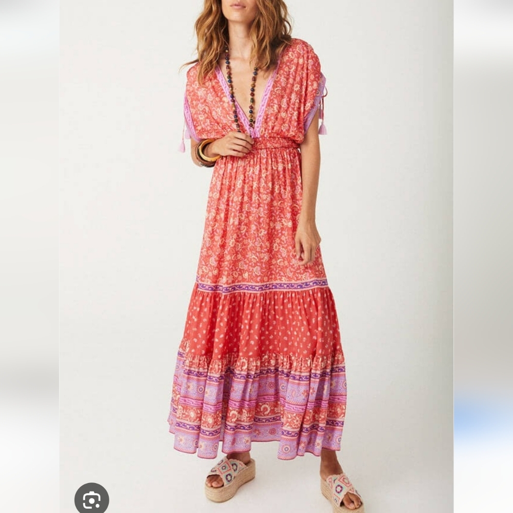 SPELL Sunshine Bandit Gown in Cayenne Size XS - Picture 3 of 16